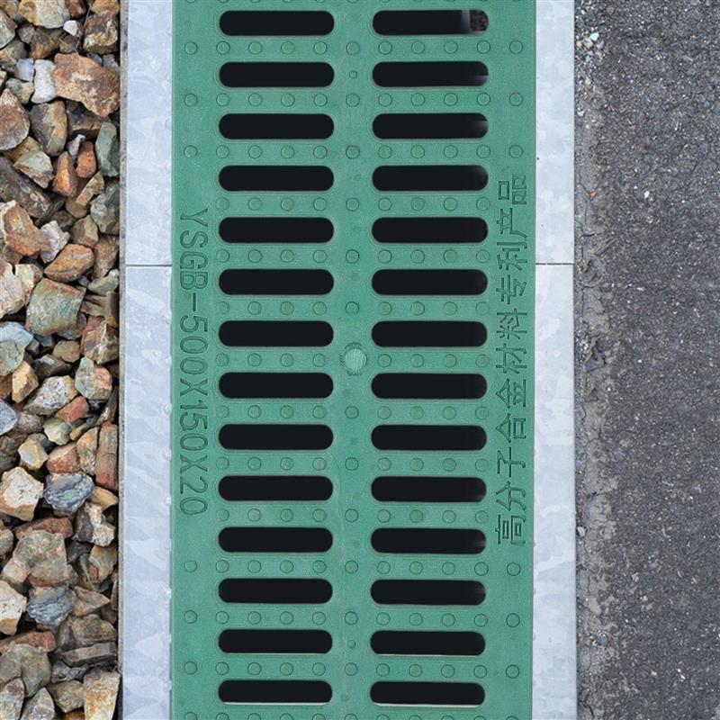 Outdoor Sewer Drain Grate Drainage Grate Plastic Sewer Rainwater Well Rectangular Sewer Cover Channel Grid Grate Green