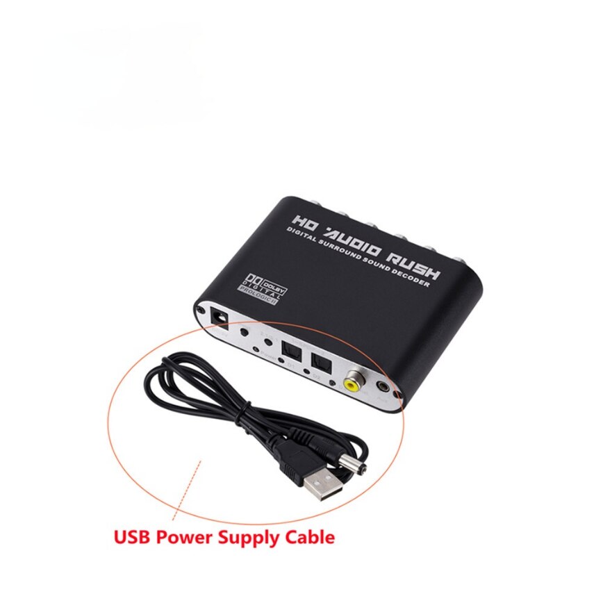 Digital to Analog 5.1 CH audio decoder amplifier SPDIF Coaxial to RCA DTS AC3 Optical digital Amplifier Analog Converte For TV: USB cable