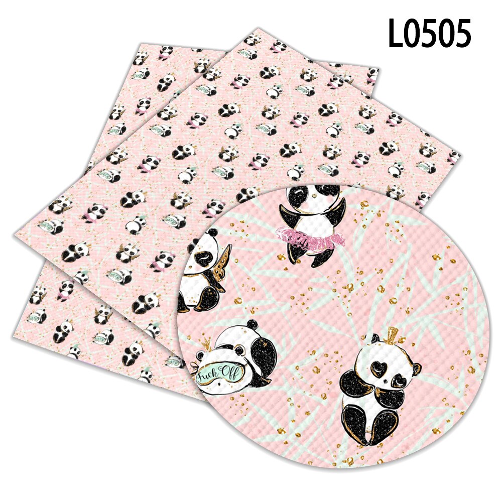 Panda De Bande Dessinée Imprimé Simili Cuir Synthétique 22x30 cm BRICOLAGE Matériel De Couture Pour Vêtements L050