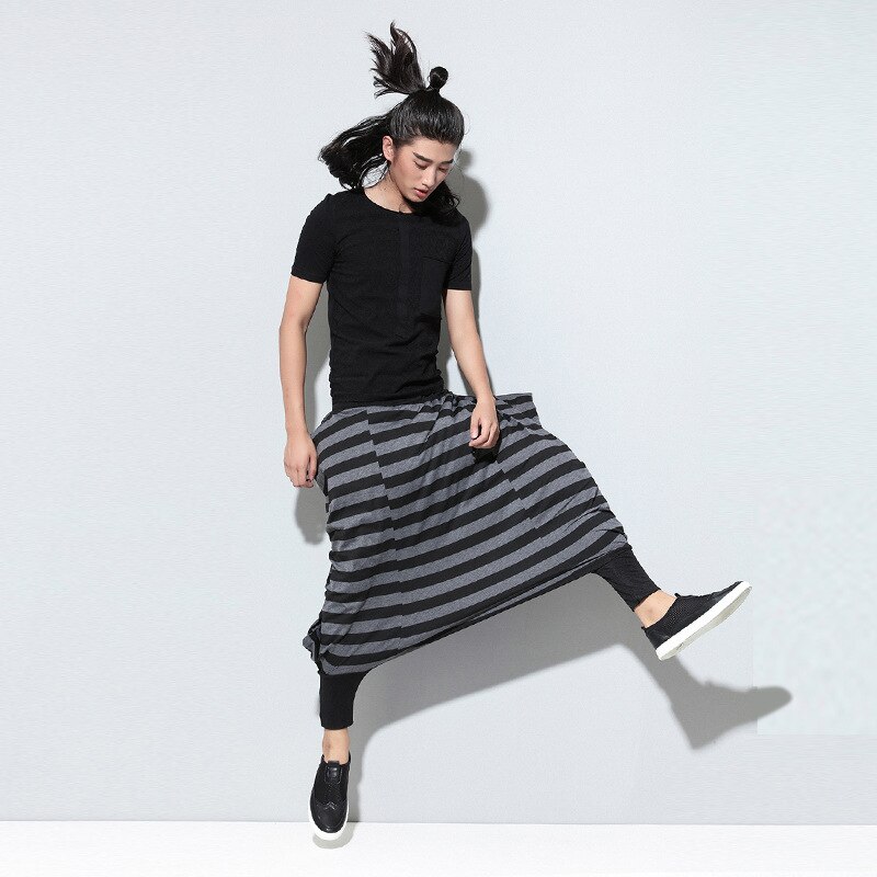 Hip Hop Stripped Harem Pants Men Baggy Streetwear Mens Joggers Pants Casual Cross-pants Cotton Comfortable Sweatpants
