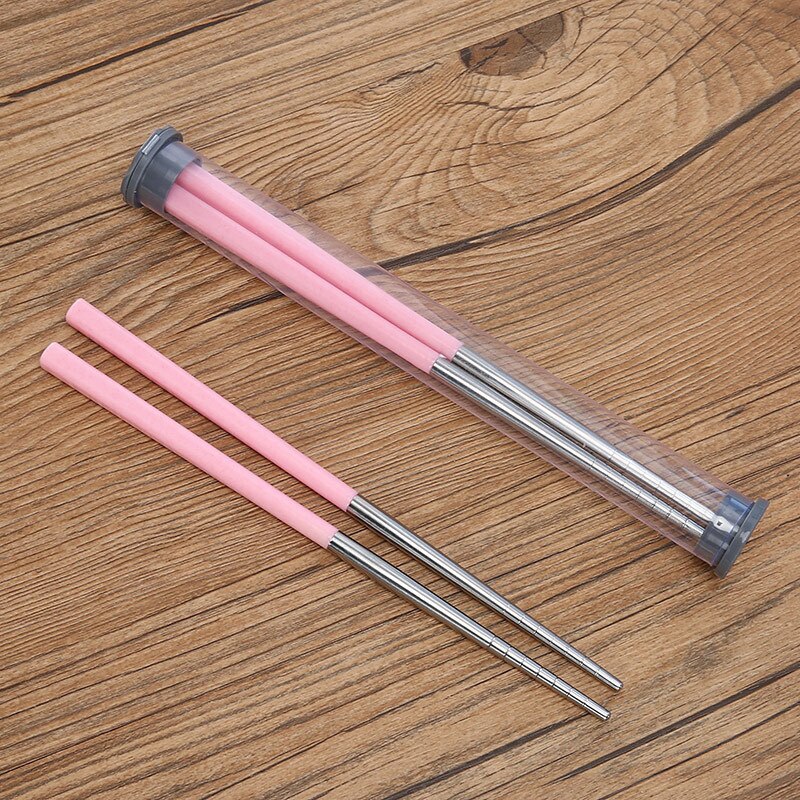 1 Paar Chinese Metalen Eetstokjes 304 Roestvrij Staal Eetstokjes Draagbare Reizen Chop Stick Herbruikbare Voedsel Sticks Voor Sushi Hashi ^ 1