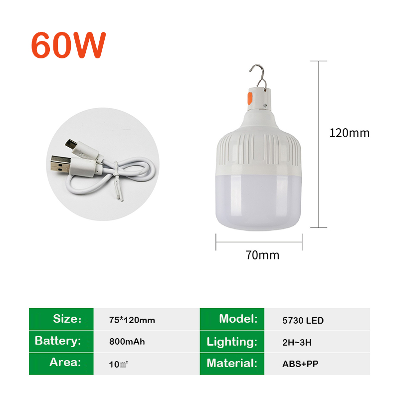 Utomhus led-lampa campinglampor usb-laddningsbar lampa nödtält marknaden anslut bärbar lykta glödlampa batteri grill camping: 2.5 w