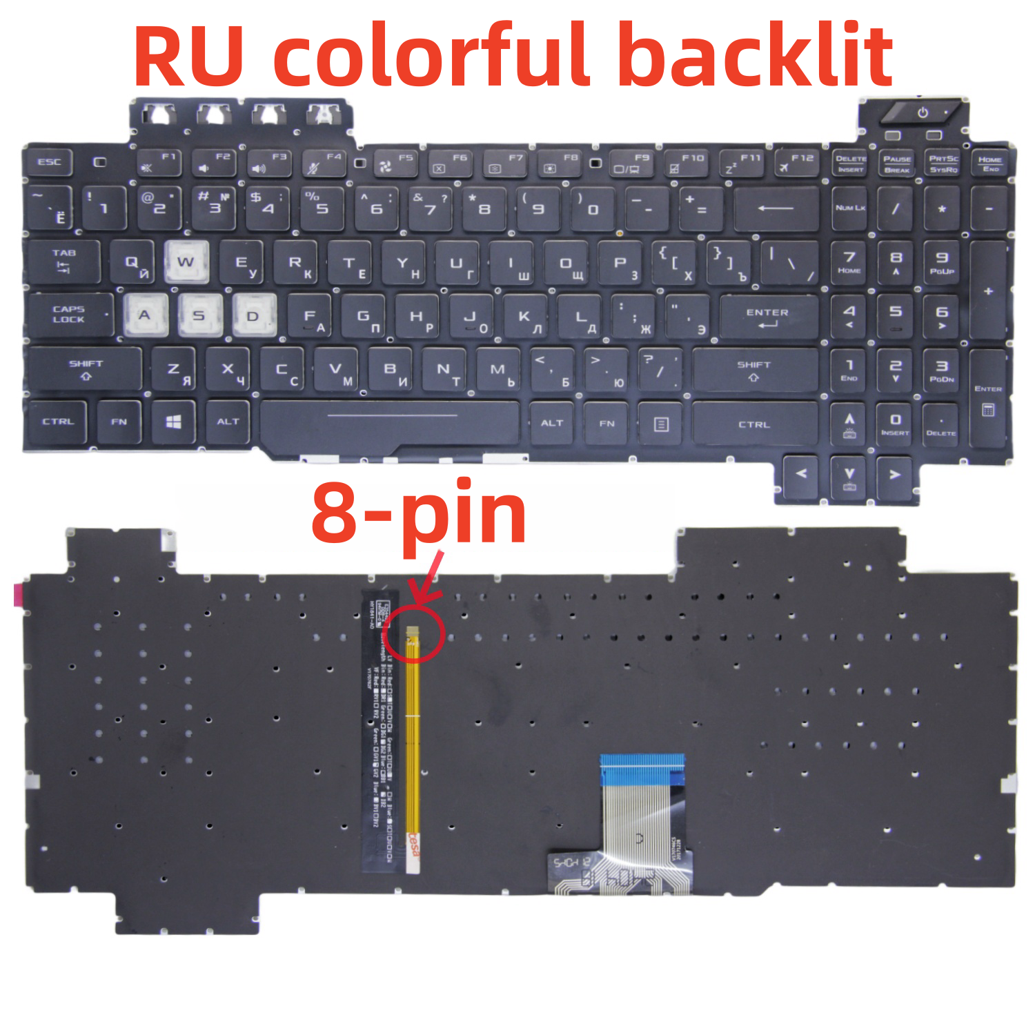 100 % neue uns/SP/RU-Tastatur für Asus Tuf FX80 FX86 FX95 FX505 FX504 FX705 ZX80G FZ80 FX80G GL703G Englische Laptop-Tastatur mit Hintergrundbeleuchtung: Orange