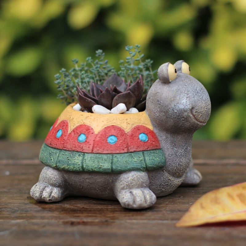 1PC Cartoon Turtle Flower Pot Planter Succulents Green plant Desktop Animal Vase for Mini Bonsai Home Garden Decor Turtle