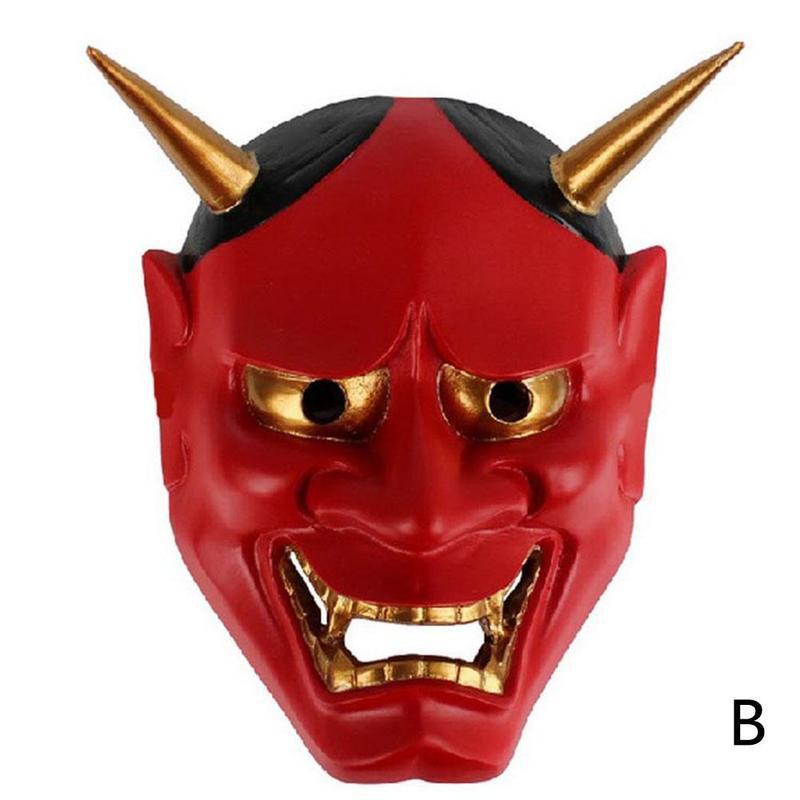 Masque Oni Noh Hannya, Costume, masque d'horreur bouddhiste japonais Vintage, masque en PVC de pour Halloween Prajna: Red