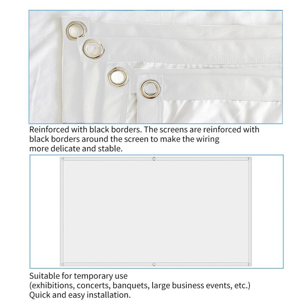 16:9 Projector Screen Portable Video Screen Widescreen Foldable Anti-Crease