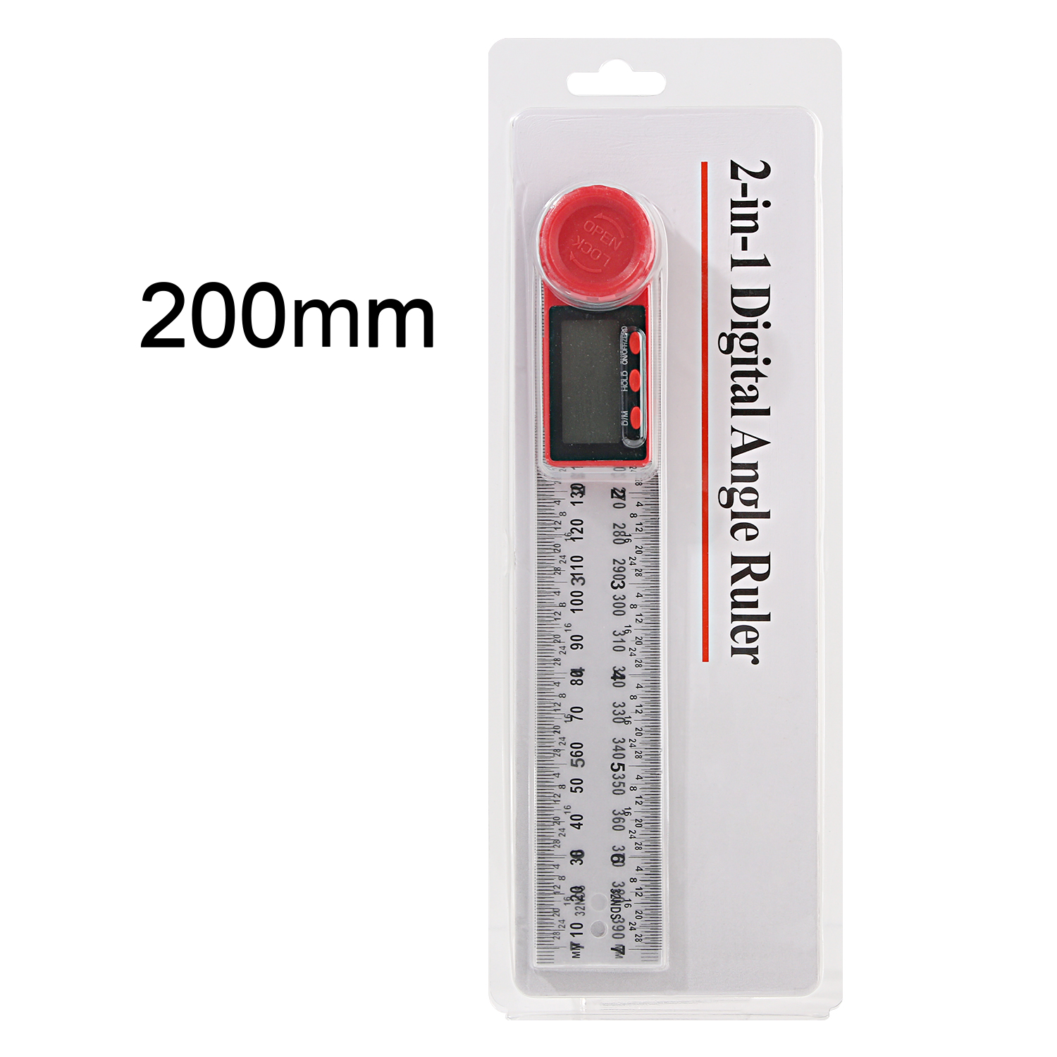 Rz Digitale Gradenboog Hoek Heerser 200Mm 8 Inch Hoek Finder Meter Rvs 360 Graden Goniometer Inclinometer Detector: RZ835-200