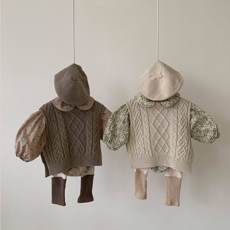 Maglione lavorato a maglia per neonato autunnale modello a torsione maglione per bambini Retro Baby Boy maglia lavorata a maglia 2021 New Toddler Girls maglione allentato 9M-3T