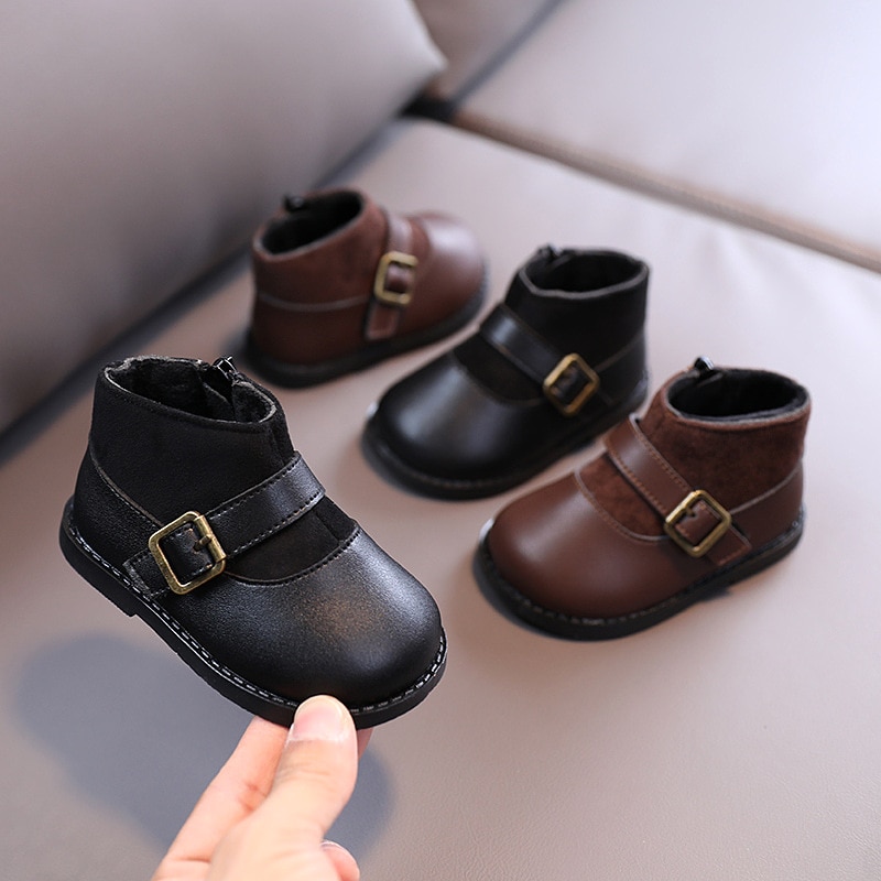 Winter kinder casual gebreide enkellaarsjes koreaanse prinses zachte onderkant mid-top schoenen kinderschoenen