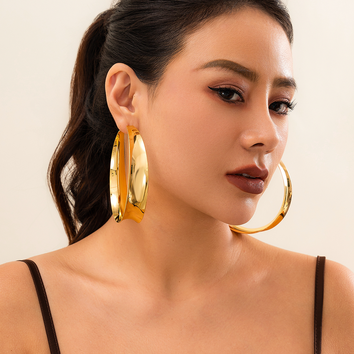KunJoe-pendientes de aro redondos con agujeros grandes y exagerados para mujer, aretes con forma de círculo a la , joyería para mujer, para Festival