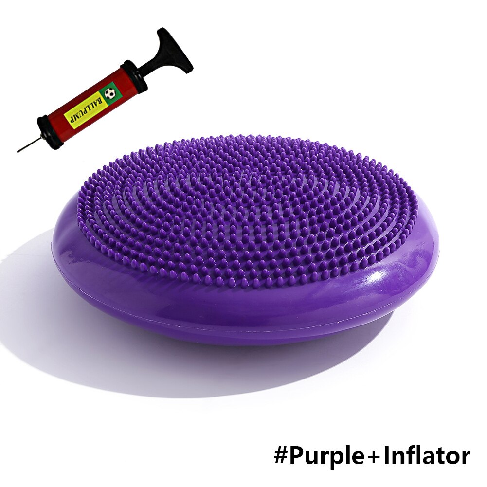 Yoga balls massage pad inflatable stability wobble balance disc cushion mat fitness exercise training ball: Purple inflator