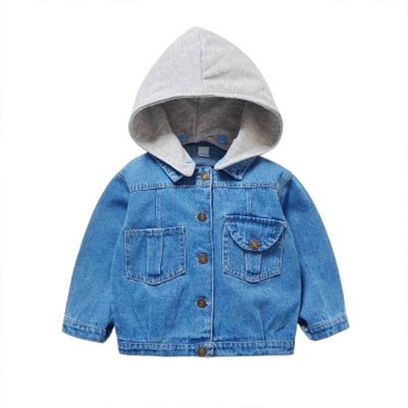 Meisjes Boy Casual Jassen Denim Kid Trendy Hooded Bovenkleding Windjacks Baby Trend Wear Baby Lente Herfst Kleding: 2T