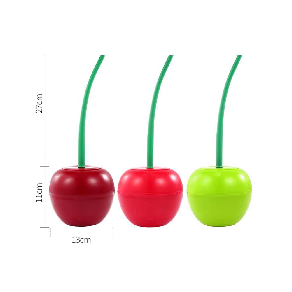 Cepillo para inodoro con forma de cereza, herramienta de limpieza para el hogar, cepillo para limpiar el baño con mango largo, limpiador con Base