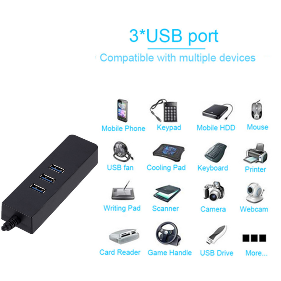 Usb- 3.0 -gigabit-ethernet-adapter mit 3 usb -anschlüssen, usb- 3.0- hub mit usb-zu-  rj45- lan-netzwerkkarte für macbook und mac-desktop + micro-usb-ladegerät