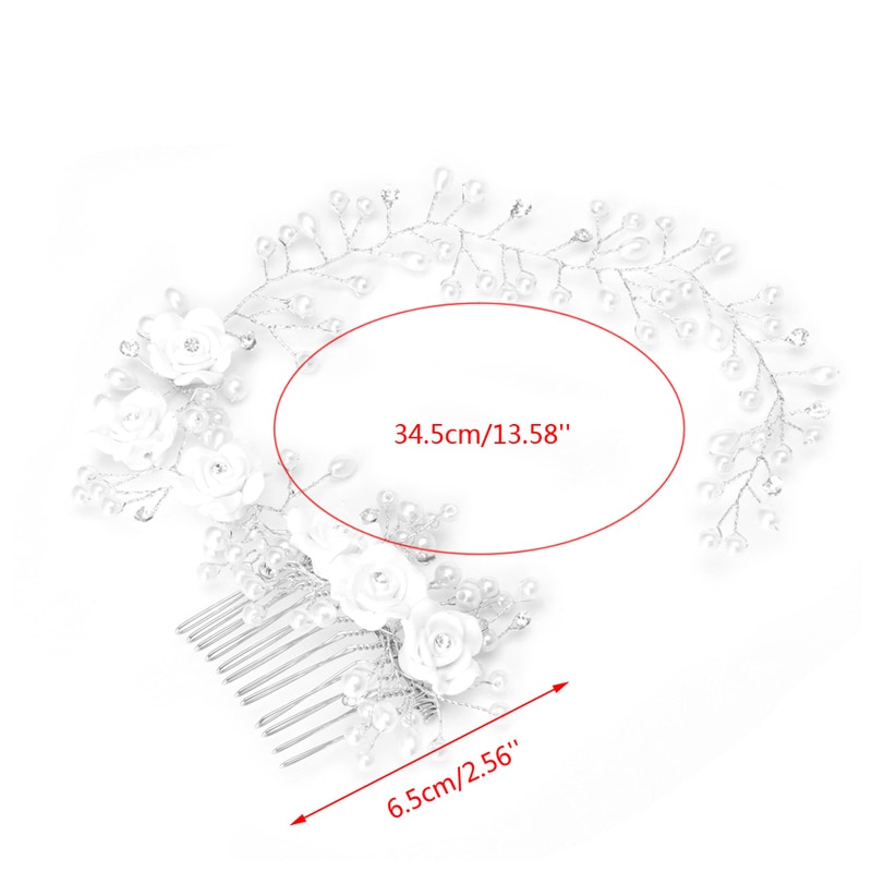 Bruids Bloemen Faux Parel Bruiloft Meisje Tiara Bloemen Hoofdtooi Hoofdband Haar Kam