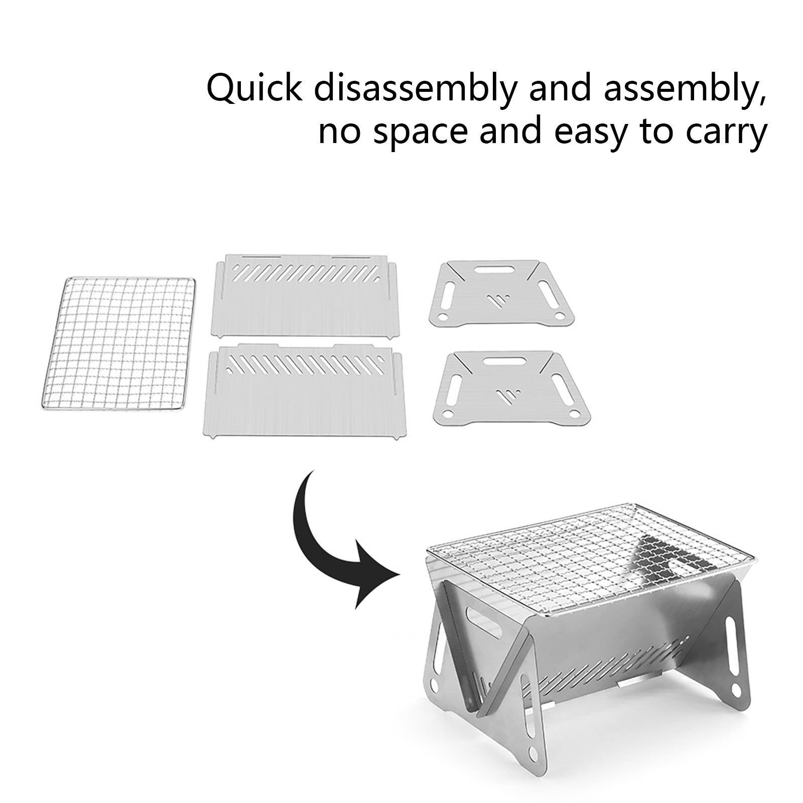 Multipurpose Outdoor Brandhout Kachel Draagbare Camping Picknick Bbq Reizen Folding Rvs Houtkachel Houtskool Koken Grill