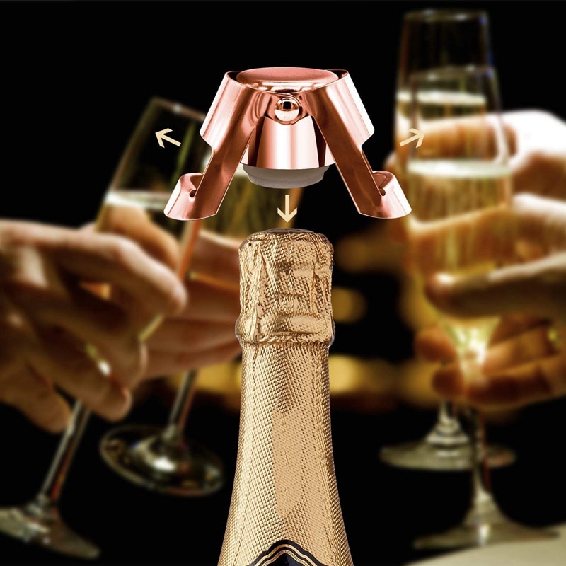 Champagne Bottle Stopper Rose Gold Stainless Steel... Grandado