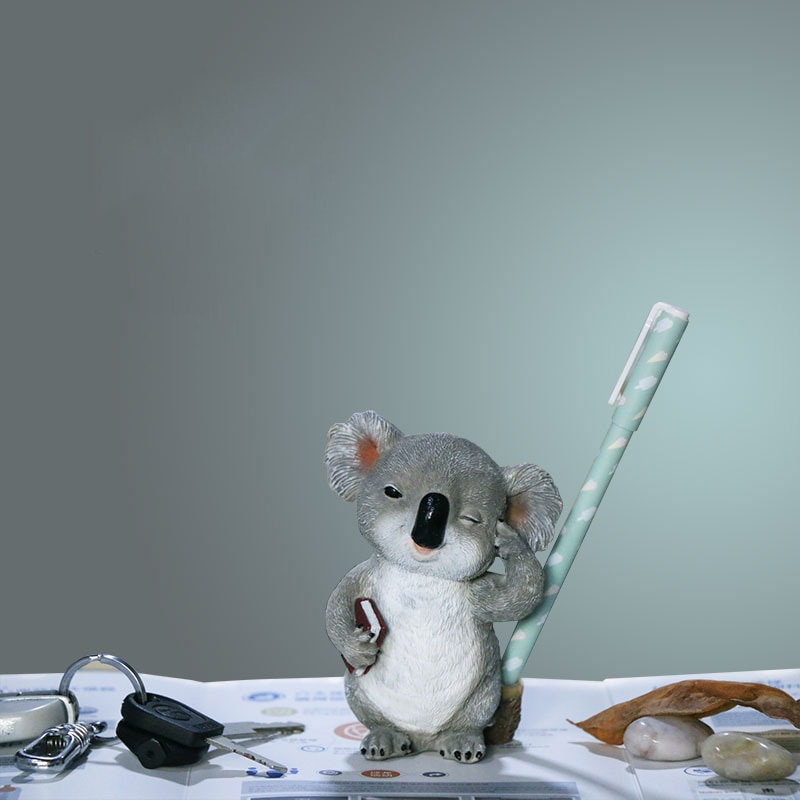 Söta koalafigurer djurstatyer hartsglasögon stativ penna solglasögonhållare behållare skrivbord heminredning