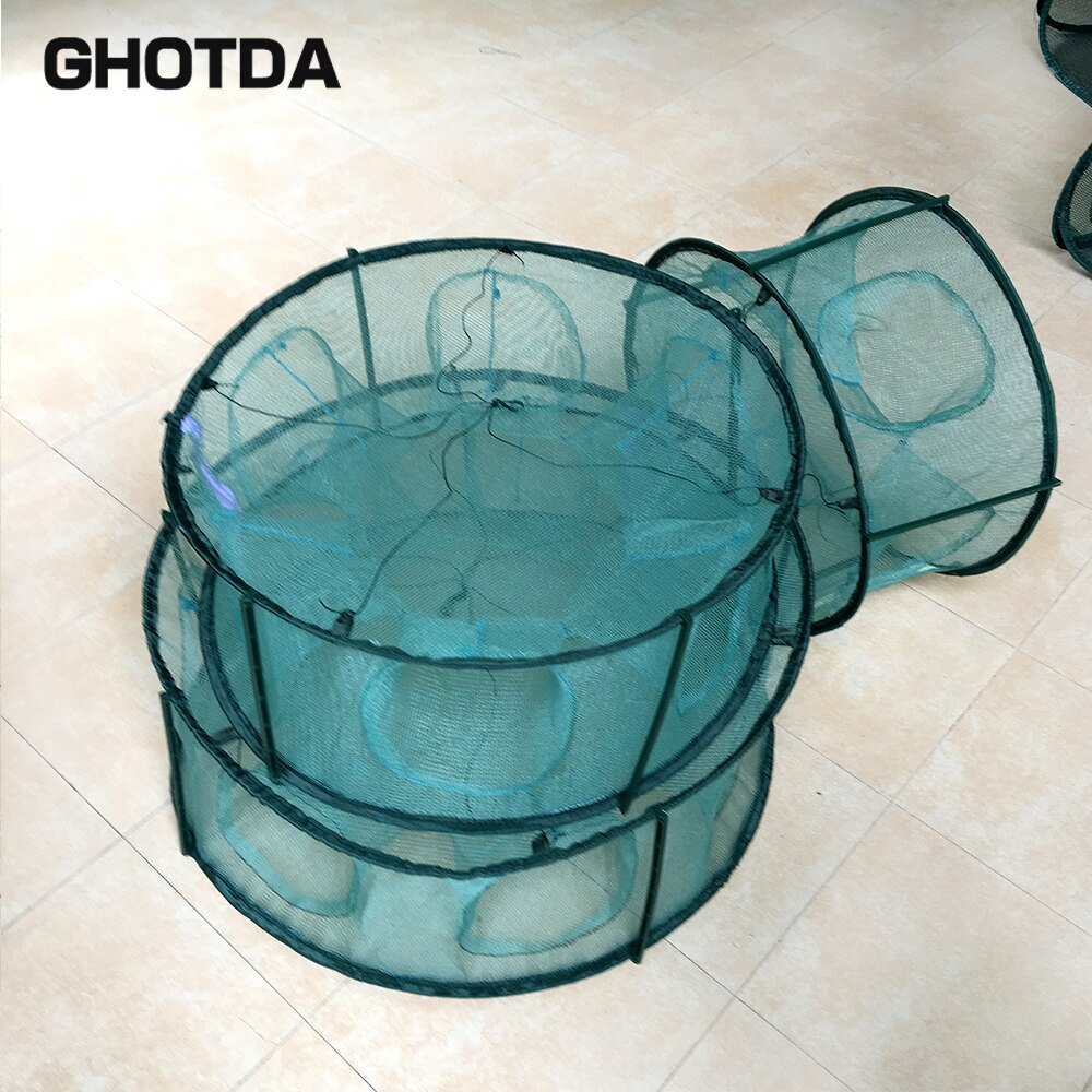 Fish Trap Cage Fishing Net Circular Shape Automatically open 5/6/7 Hole Precision Workmanship