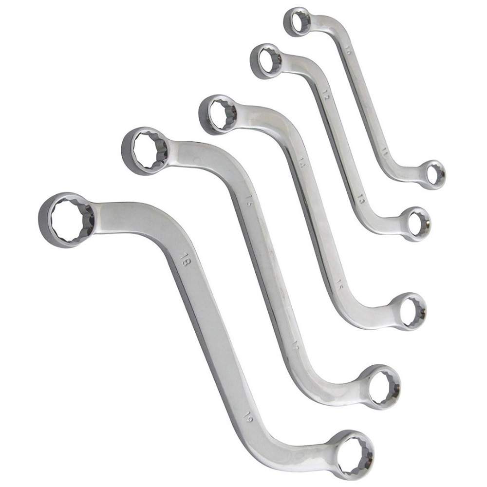 5pcs S Type 10-19mm Double Ended Ring Spanner Wrench Set