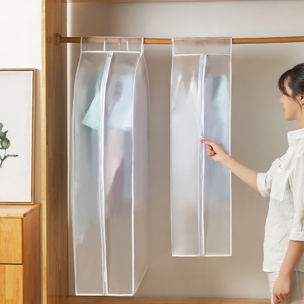3D Zipper Dust Clothes Cover Clothes Storage Wardrobe Suit Bags Closet Hangers Case Clothing Cover Dust Bag Hanging Organizer 1P