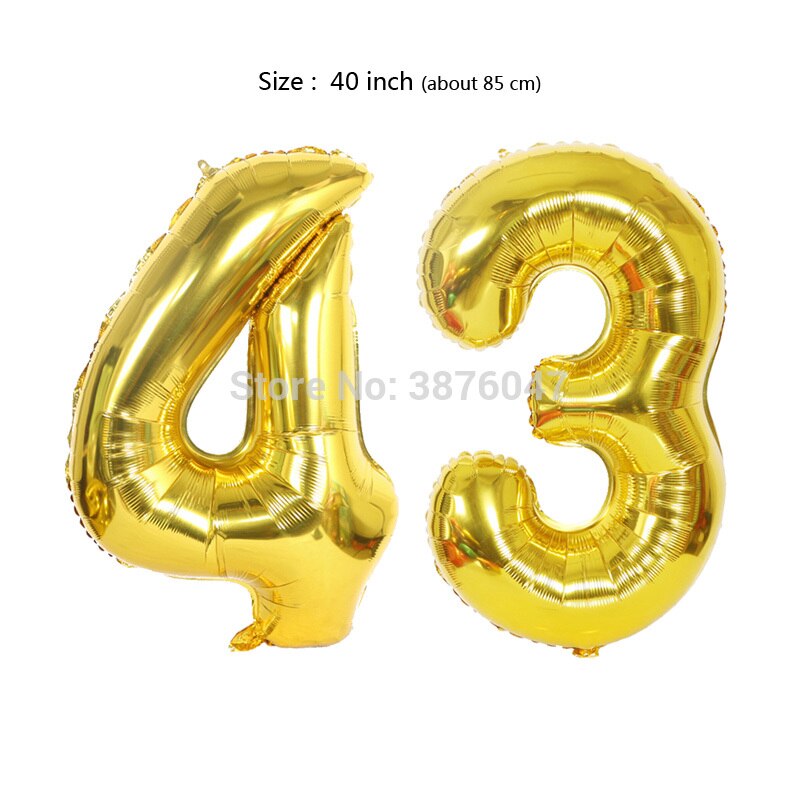 40inch 40 41 42 43 44 45 balloon rose gold silver anniversary party decoration 40th 41st 42nd 43rd 44th 45th birthday balloons: Gold-43