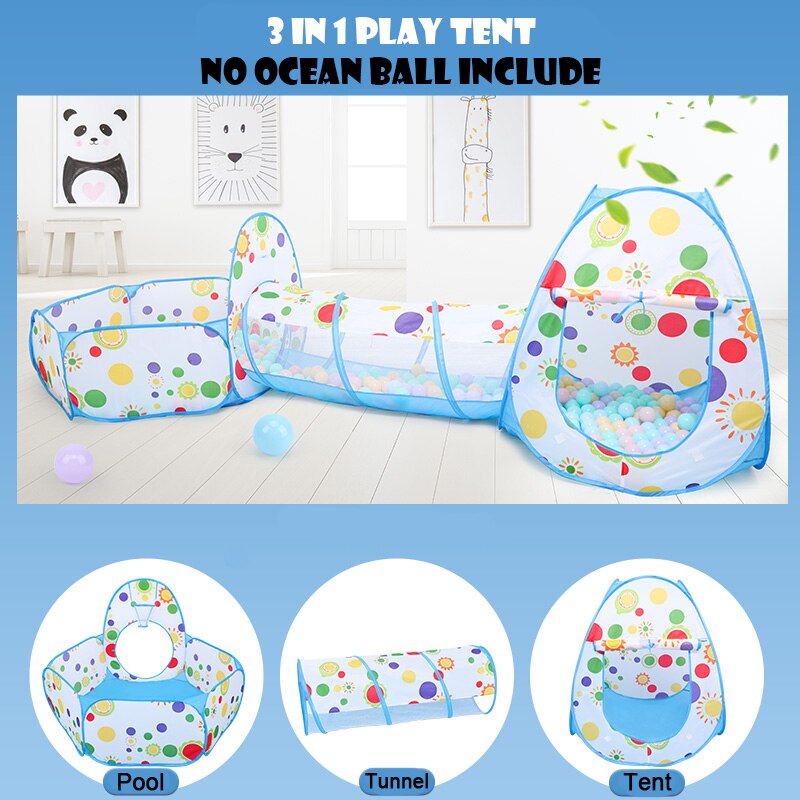 3 in 1 Ball Pit Baby Toys Ocean Ball Pool Toy Tent with Tunnel Basket Indoor Outdoor Toys for Baby Children: 3-in-1 with basket