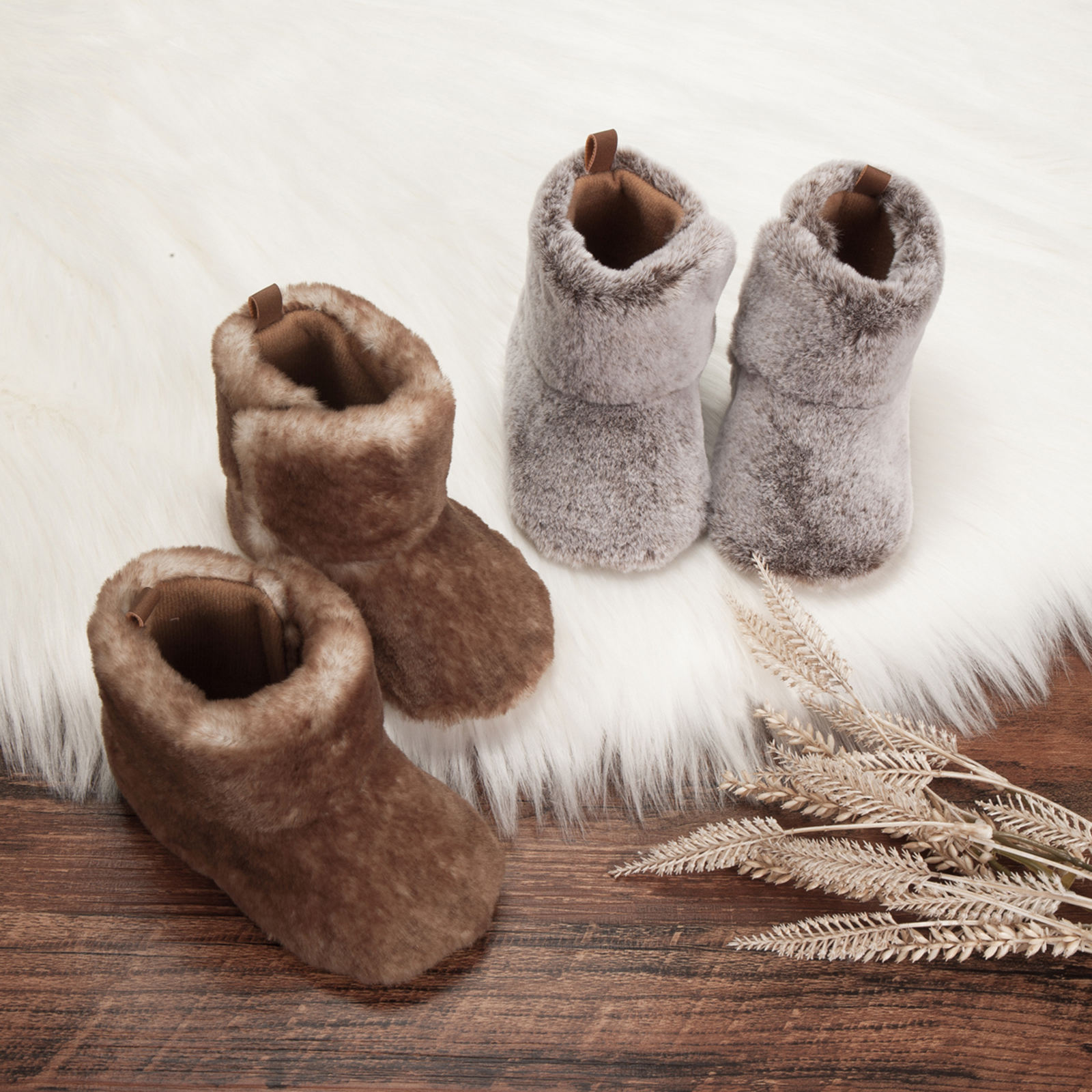 Winter Baby Laarzen Voor Meisjes Jongens Fuzzy Babyschoenen Effen Kleur Anti-Slip Zool Dikke Warme Schoenen Midden buis Snowboots