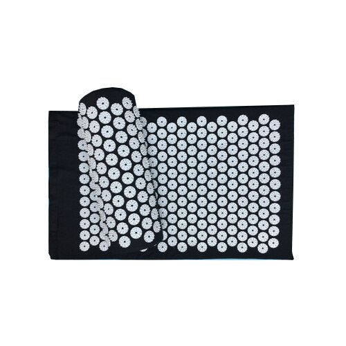 Acupressure Mat Massager Relieve Body Stress Pain Mat Natural Relief Stress Body Massage Pillow Cushion With Bag Yoga Mats: Black