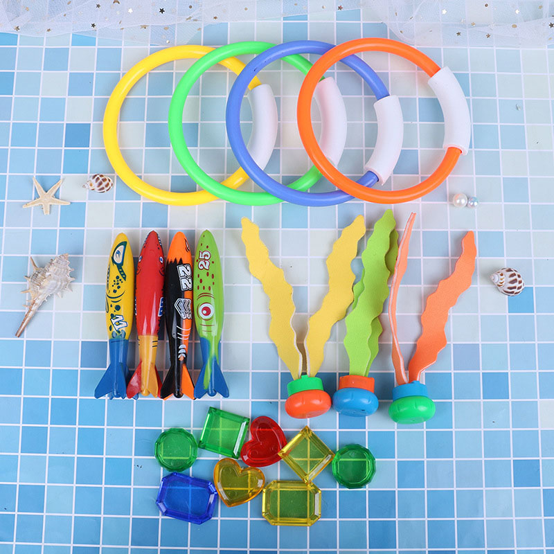 19Pcs Swimming Pool Toy Underwater Diving Toy Set Parent-Child Interaction Toy Diving Training Aquatic Toy for Kids