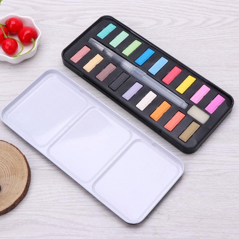 12/18/24 Solid Watercolor Paint Set Portable Drawing Brush Art Painting Supplies P9YB