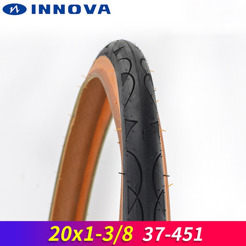 INNOVA 20x 1 3/8 Fahrrad Reifen 20 Zoll 37-451 Kleine Rad Fahrrad Reifen retro Braun Rand Faltrad reifen: Default Title
