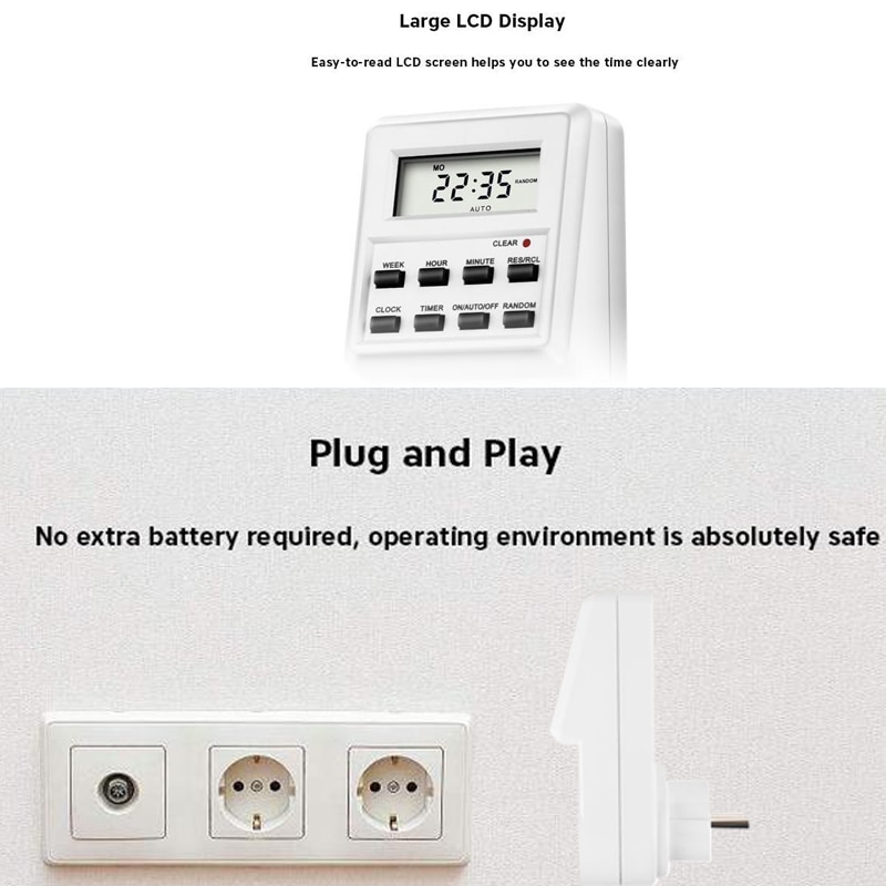230/220v ac programmeerbare timers, wekelijks programmeerbare elektrische stopcontact timer schakelaar, eu uk us fr stekker standaard met klok
