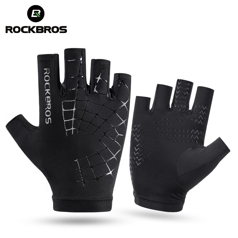 Rockbros is silke handsker touch screen handsker ridning cykel cykel halv hel finger handsker sommer mænd cykling uv beskyttelse handsker