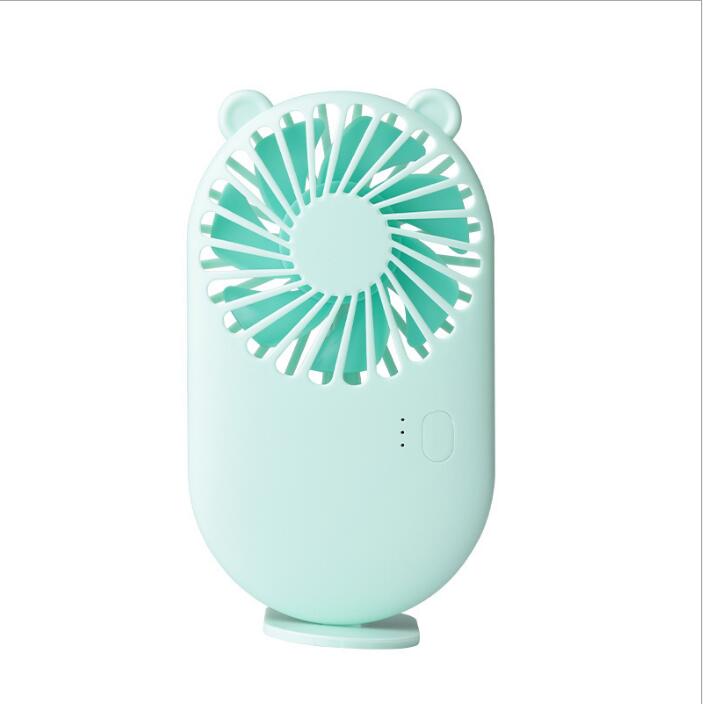 Fabriek Directe Clip Custom Hand-Held Draagbare Cartoon Base Fan Mini Stijl Usb Hand Elektrische Ventilator: Bear-green