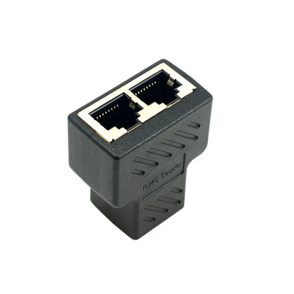 Divisor de red Cable doble 1 a 2 vías LAN RJ45 extensor de puerto Ethernet adaptador de conector de clavija acoplamiento para ordenador portátil
