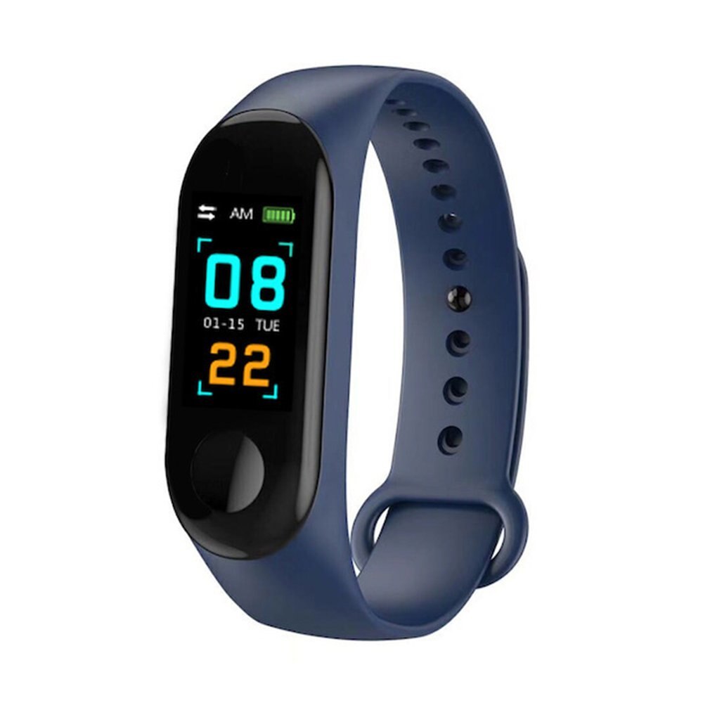 M3 inteligente pulseira de fitness banda com medidor de pulso pressão medição esporte atividade rastreador fitness relógio saúde vida: Azul