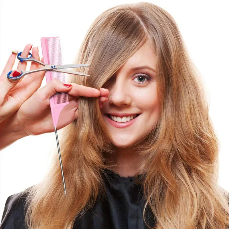 Peine de cola de pelo , peine de corte de pelo de salón , peines de estilismo para el cuidado del cabello de salón con pinchos de acero inoxidable