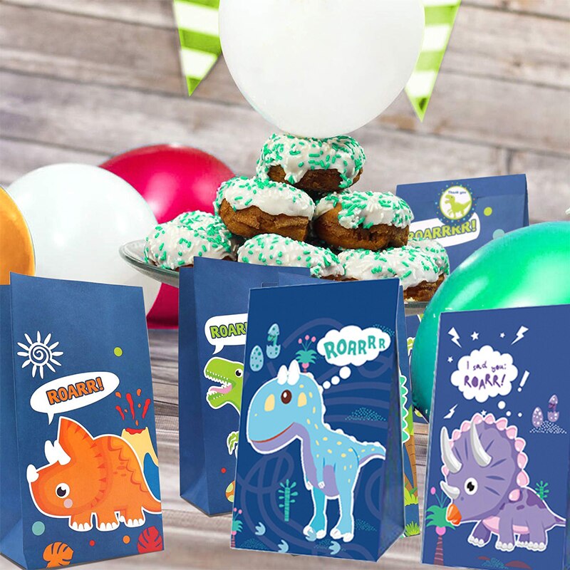 Dinosaurus feest bedankjes zakjes papier dino patroon snoepzak kinder verjaardag goody bag babyshower feestbenodigdheden