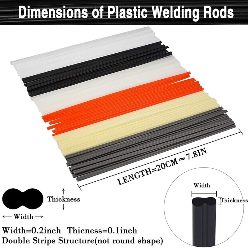 60Pcs Plastic Lassen Staven-Pp/Pvc/Pe/Abs/Plastic Lasser Staven Kit Voor Auto bumper Plastic Reparatie (Beige/Wit/Grijs/Zwart)