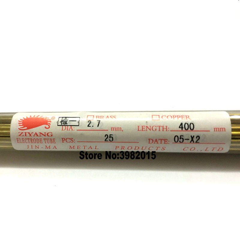 Boren Onderdelen Messing Elektrode Buis Enkel Gat 2.7*400mm 25 stuks Per Buis voor WEDM Boormachine