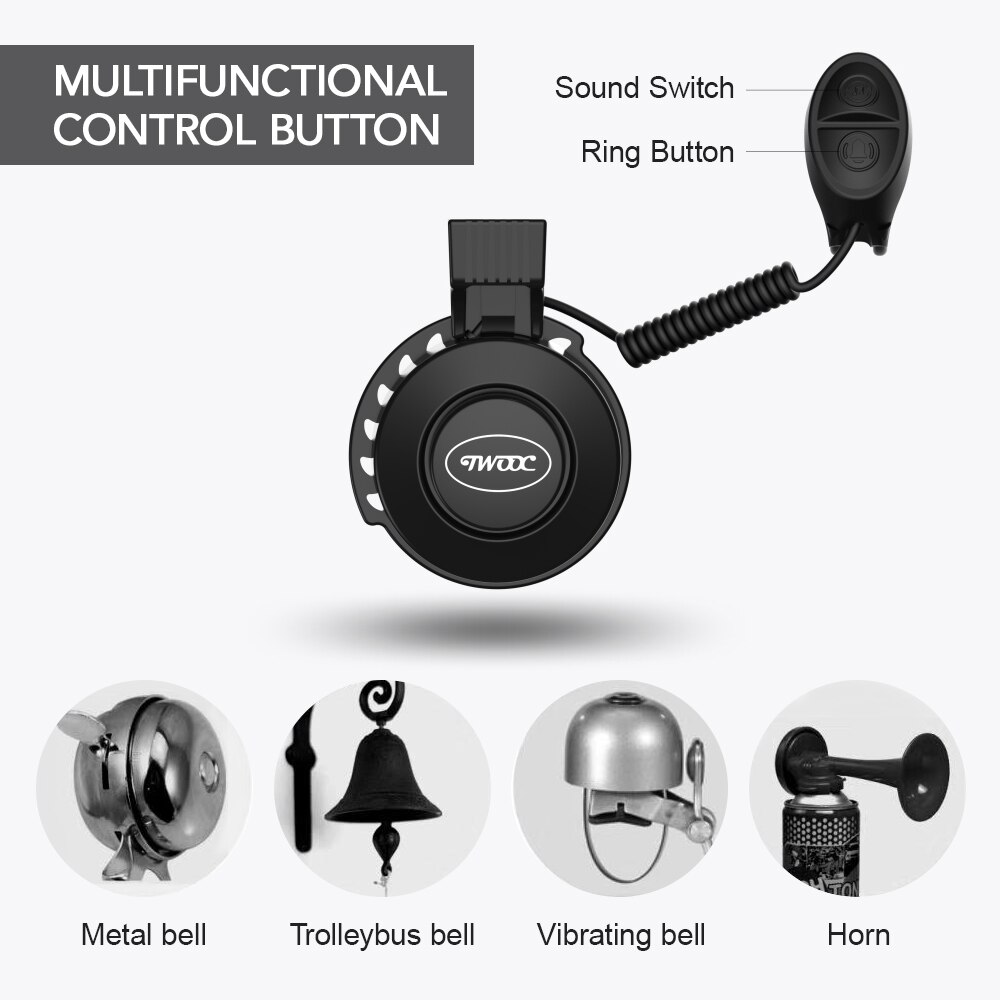 Sirène vélo cloche appel pour klaxon de vélo Rechargeable guidon de vélo électrique anneau de vélo Volume réglable Mini alarme électronique