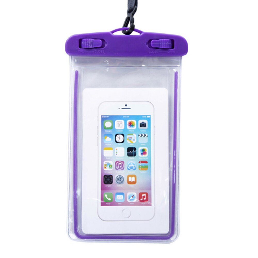 Zwemmen waterdichte tas met lichtgevende onderwater tas mobiele telefoon geval voor alle modellen 3.5 inch-6 inch: paarse kleur