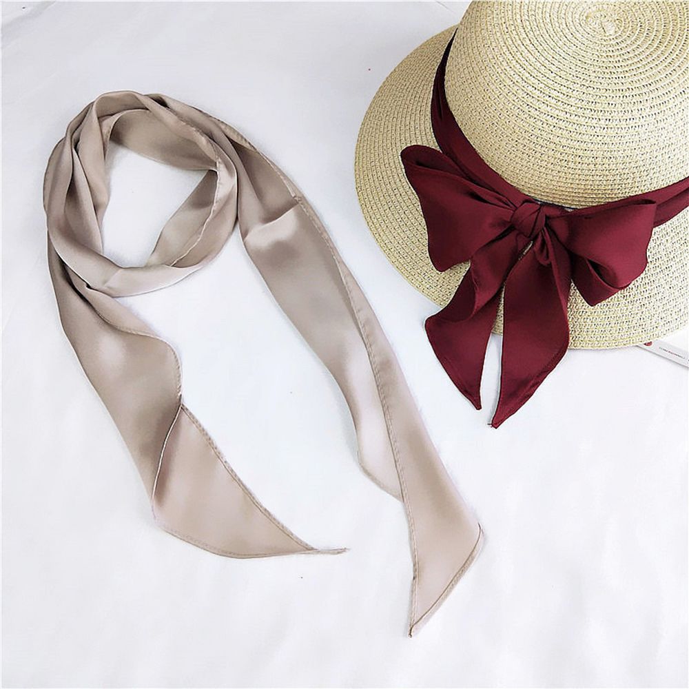 Foulard en soie imitation ruban pour femme, joli foulard solide pour fille, bandeau pour cheveux, poignée de sac, petits foulards