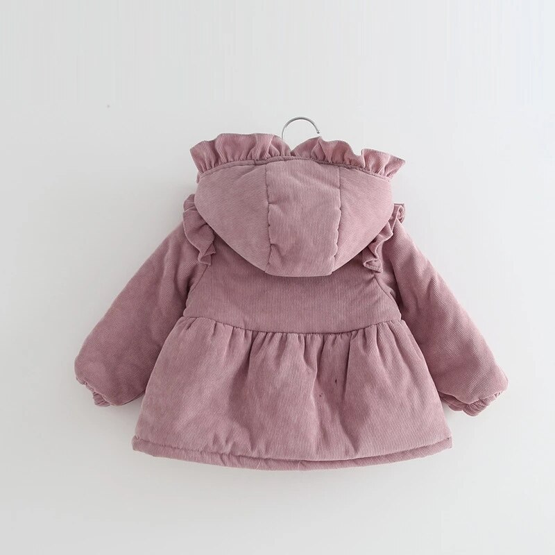 Abrigo con capucha de manga larga a la para niñas pequeñas, chaqueta de Color sólido cálido para invierno