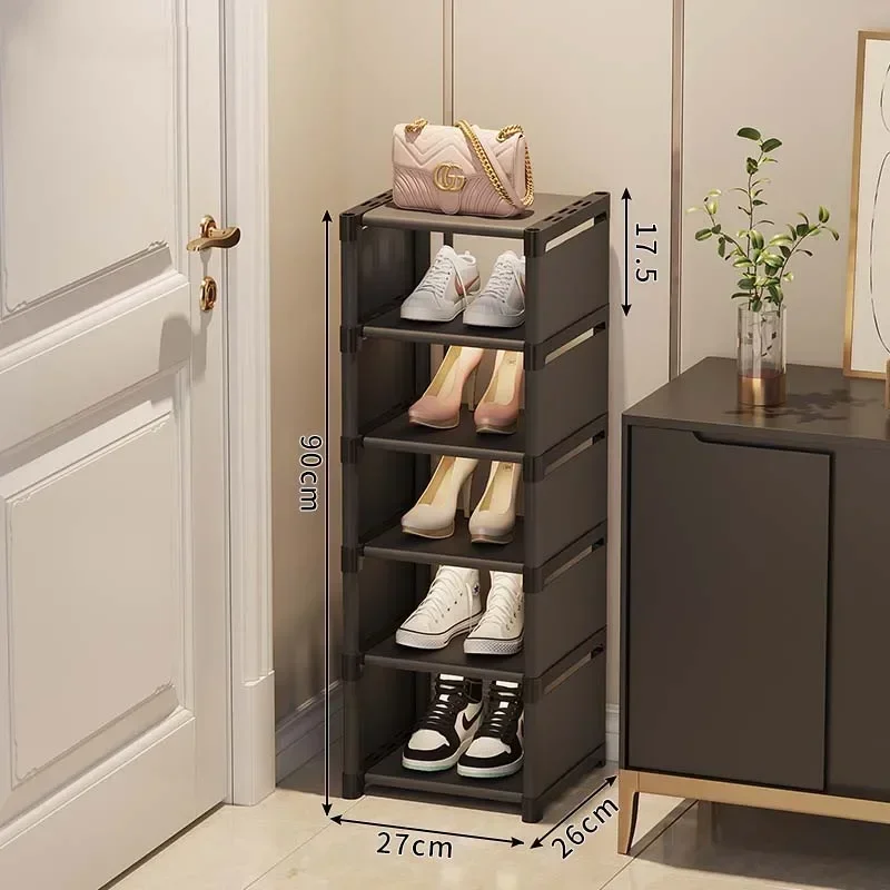 Korridor Abdeckung Stehende Garderobe Schuh Organizer Schuh Schrank Lagerung Schmale Kleine Schuhmacher Schuhregal KleiderbüGel Schuhregal: dunkel khaki