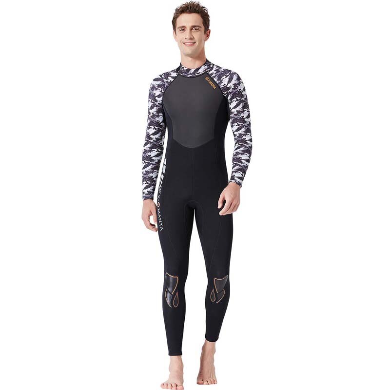 1.5mm Neoprene Wetsuit One Piece Long Sleeve Scuba Diving Suits Back Zipper for Water Sports Men Women Kayaking Surfing Suit: Men Black / M