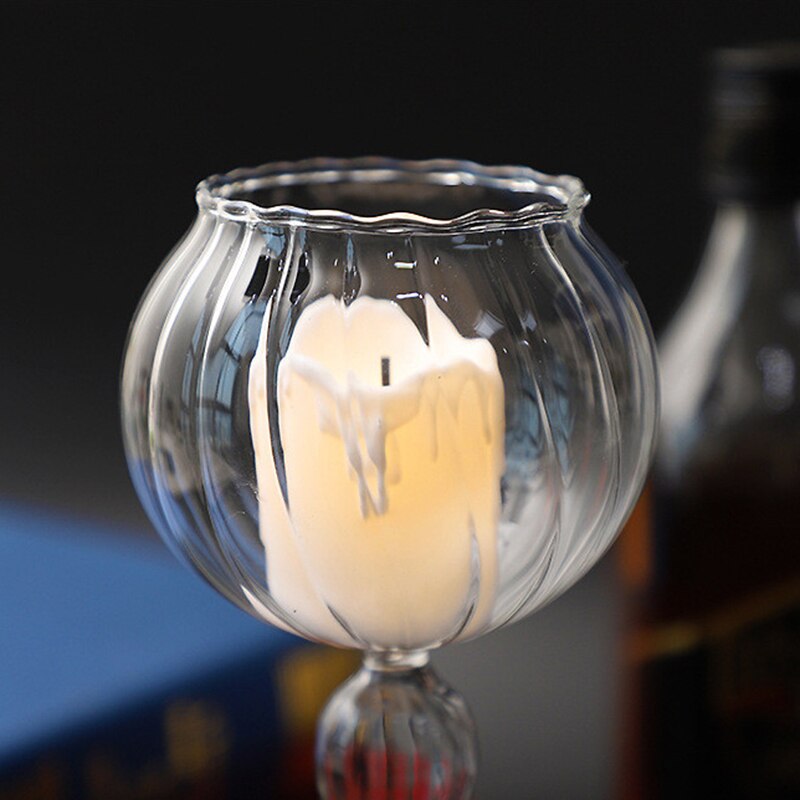 Wine Whiskey Copita Glass Decor Glass Candle Holder Candlestick Light Goblet Flower Coffee Shop Bar Cup