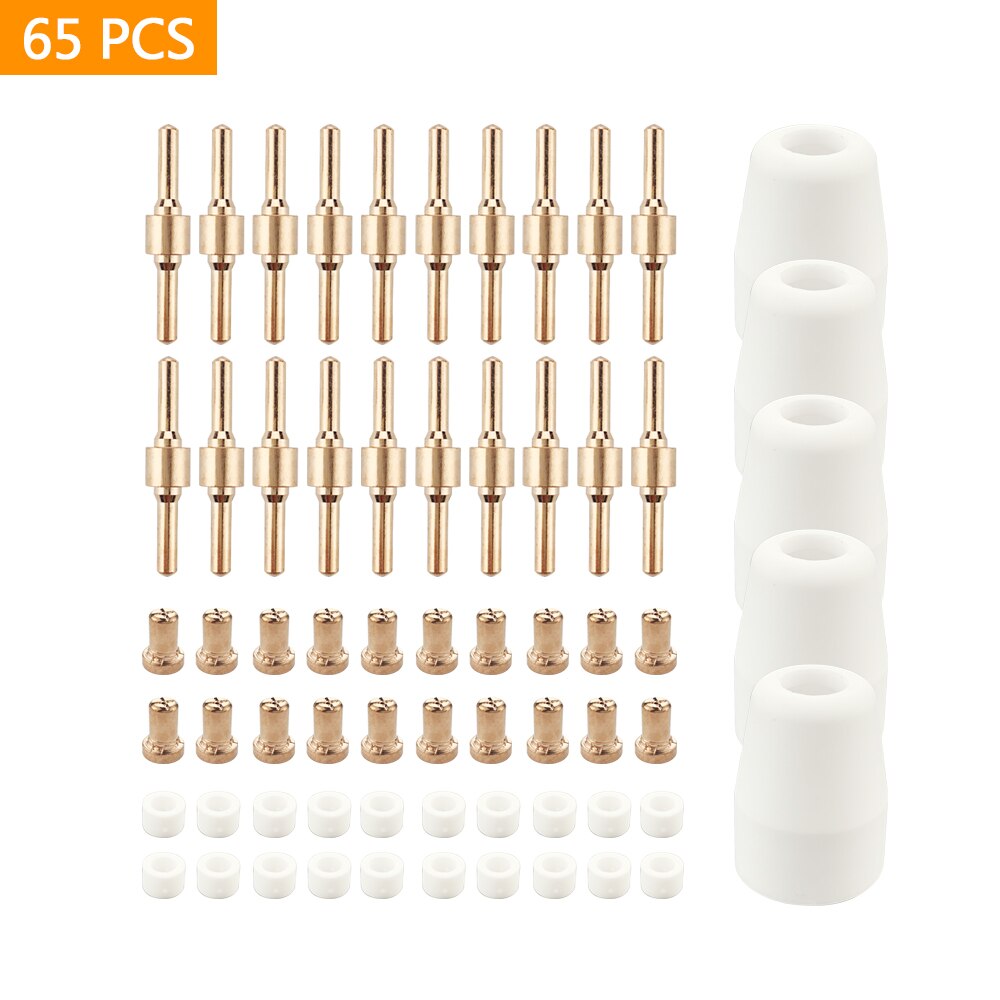 Kit d&#39;électrodes et buses de découpe Plasma, 65 pièces, accessoires consommables pour coupe de Plasma PT31 30 40 50 outils de soudage
