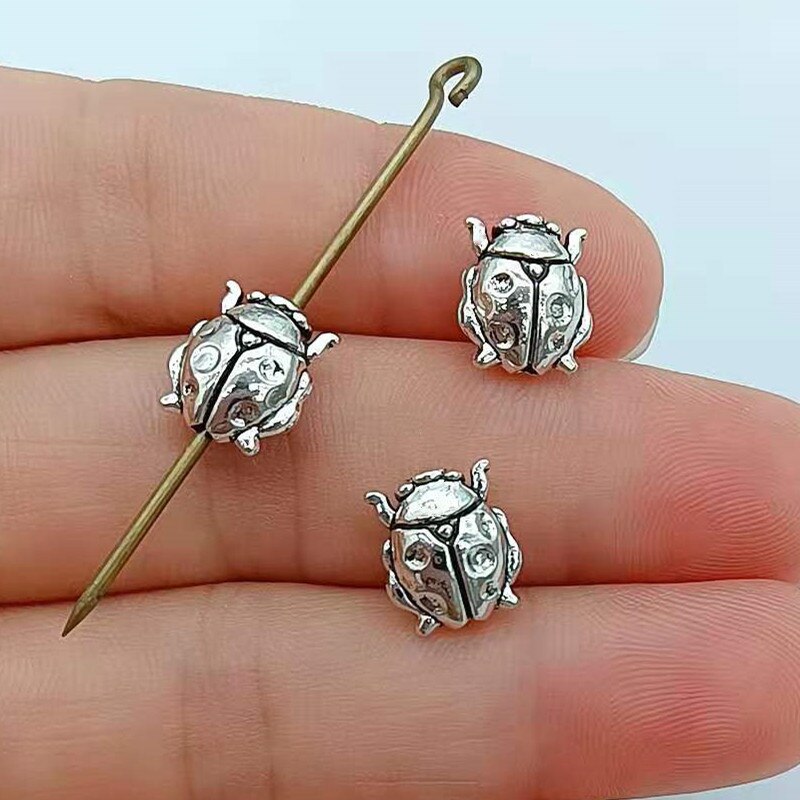 20pcs 10x9mm Antique silver color Insect Ladybug Beads For Jewelry Making DIY Jewelry Findings